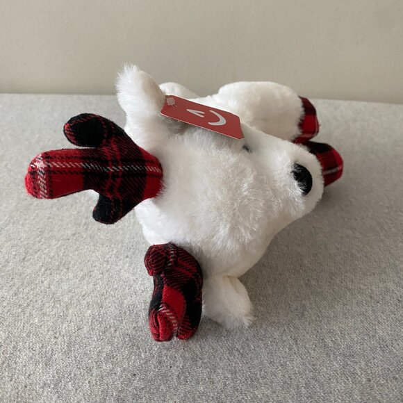 Aurora Red White Black Plaid Hooves Antlers White Holiday Reindeer 10" 2020 - Picture 6 of 13